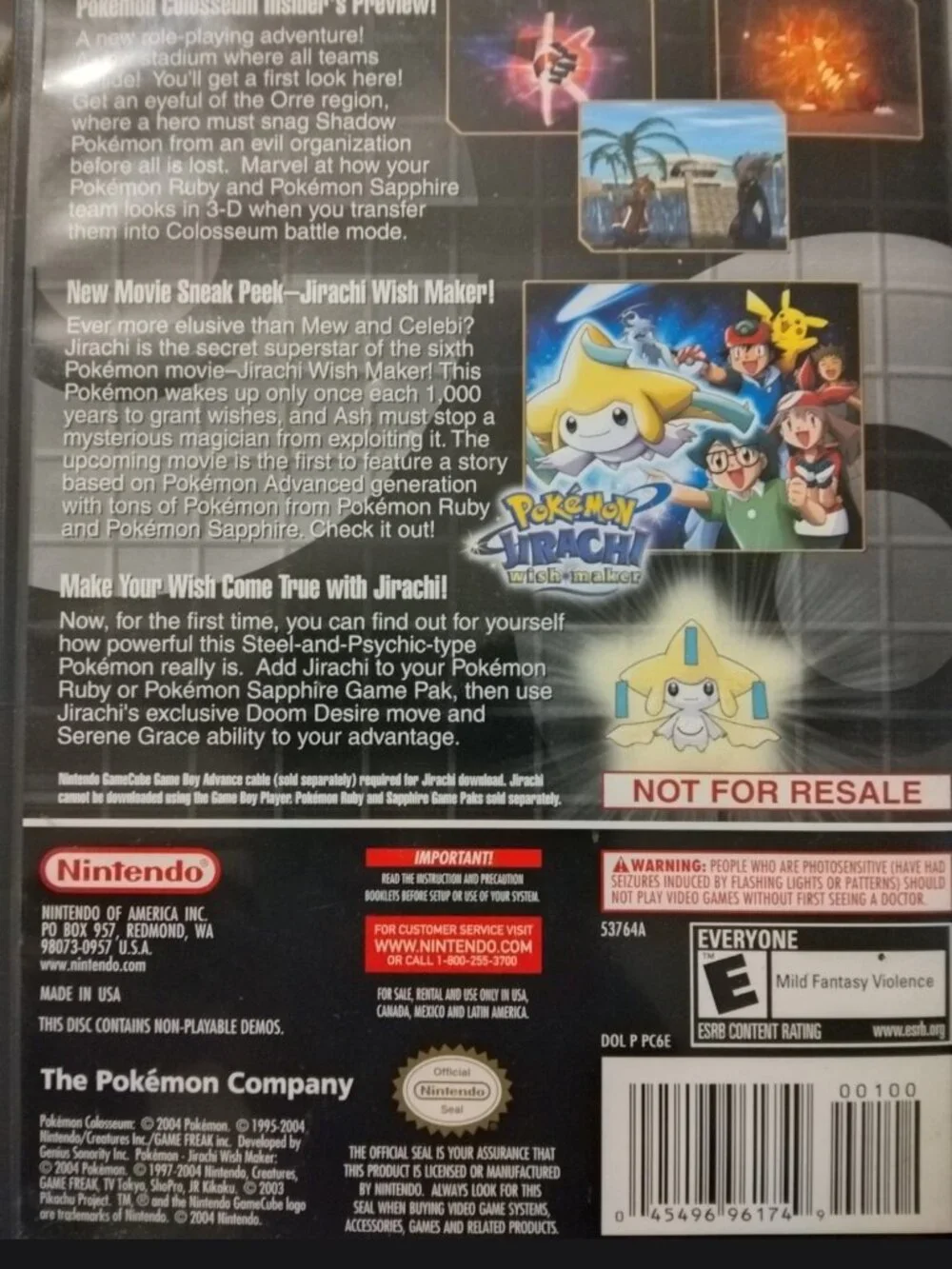 Pokemon Colosseum Bonus Disc Nintendo GameCube Game Authentic Tested
